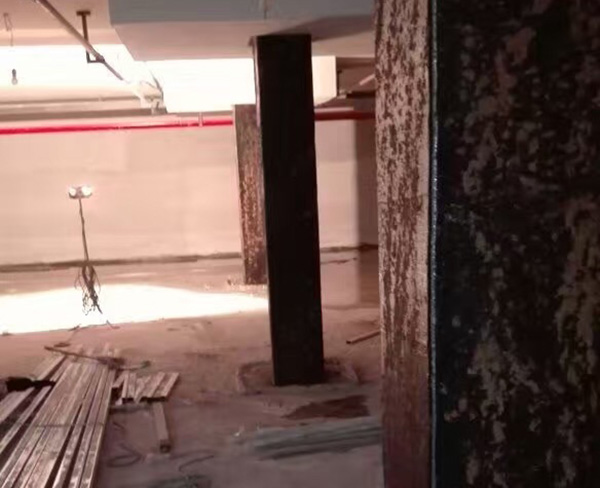 金华金地天御楼盘地下室柱子加固工程